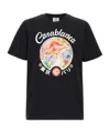 Casablanca Black Crewneck T-shirt With Logo On The Front In Animal Print