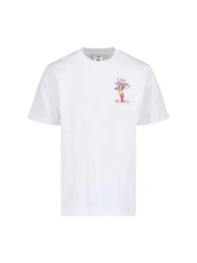 CASABLANCA NATURE TEACHER T-SHIRT - WHITE