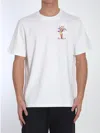 Casablanca White Crewneck T-shirt With Logo Detail On The Front And Maxi Logo Print On The Rear In Cotton Man In Weiss