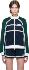 Casablanca Women's Track Mesh Tape Jacket | Size Small | Wps25jtp309 Color 01navy Color Green In Navy / Green