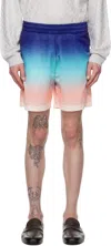 Casablanca Gradient Monogram Shorts With Elasticized Waistband In Blue