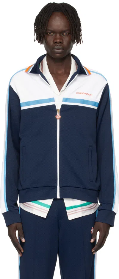 Casablanca Textured Colorblock Track Jacket In Blue