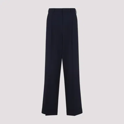 CASABLANCA NAVY BLUE CREASED STRAIGHT-LEG TROUSERS