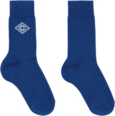 Casablanca Navy Dress Socks In Blue