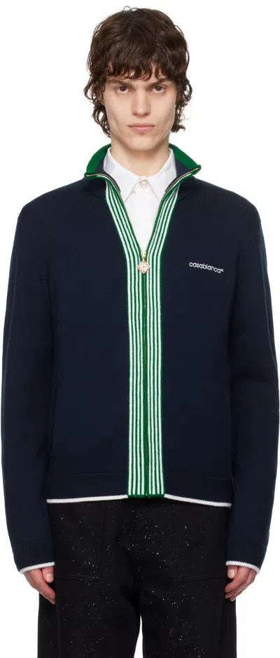 Casablanca Navy Knit Tennis Track Jumper