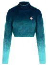 Casablanca Navy Mohair Blend Turtleneck Sweater In Navy