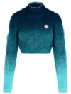 Casablanca Navy Mohair Blend Turtleneck Sweater In Navy