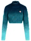 Casablanca Navy Mohair Blend Turtleneck Sweater In Navy