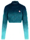 Casablanca Navy Mohair Blend Turtleneck Sweater In Blue