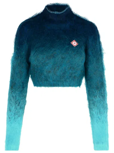 CASABLANCA CASABLANCA NAVY MOHAIR BLEND TURTLENECK SWEATER WOMEN