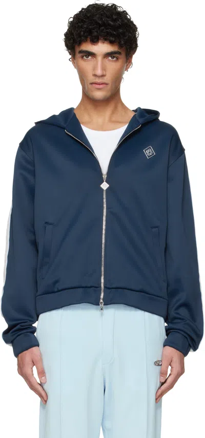 Casablanca Navy Scuba Zip Track Jacket In Blue