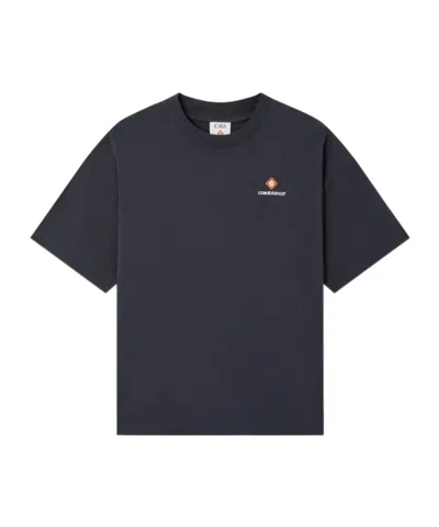 Casablanca Navy Sport Type Oversized Short Sleeve Tshirt In Black