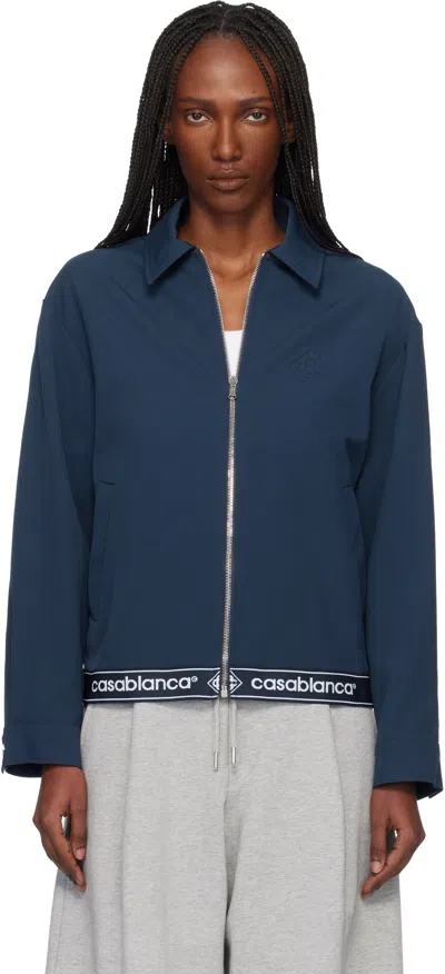 Casablanca Navy Wool Suit Jacket In Blue