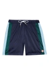 Casablanca Nylon Track Shorts In Navy/laurel Stripe