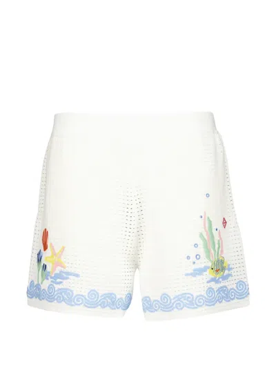 Casablanca Oasis Crochet-knit Shorts In White