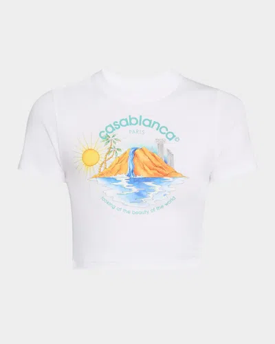 Casablanca Oasis Logo Print Crop Baby T-shirt In Green