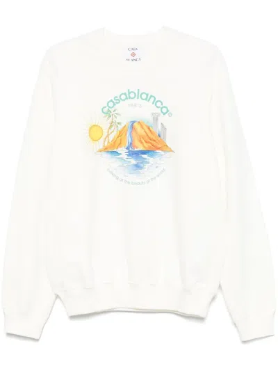 Casablanca Oasis Printed Sweatshirt For Men In White