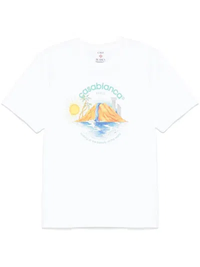 Casablanca Oasis Printed T-shirt In White