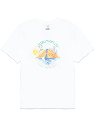 Casablanca Men's Oasis Printed T-shirt In White