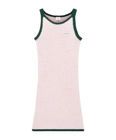 Casablanca Knitted Contrast-trim Dress In Pink