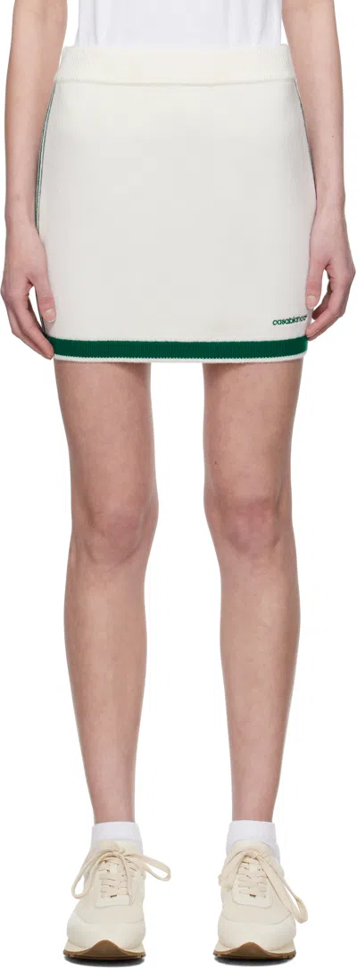 CASABLANCA OFF-WHITE & GREEN KNIT TENNIS MINISKIRT