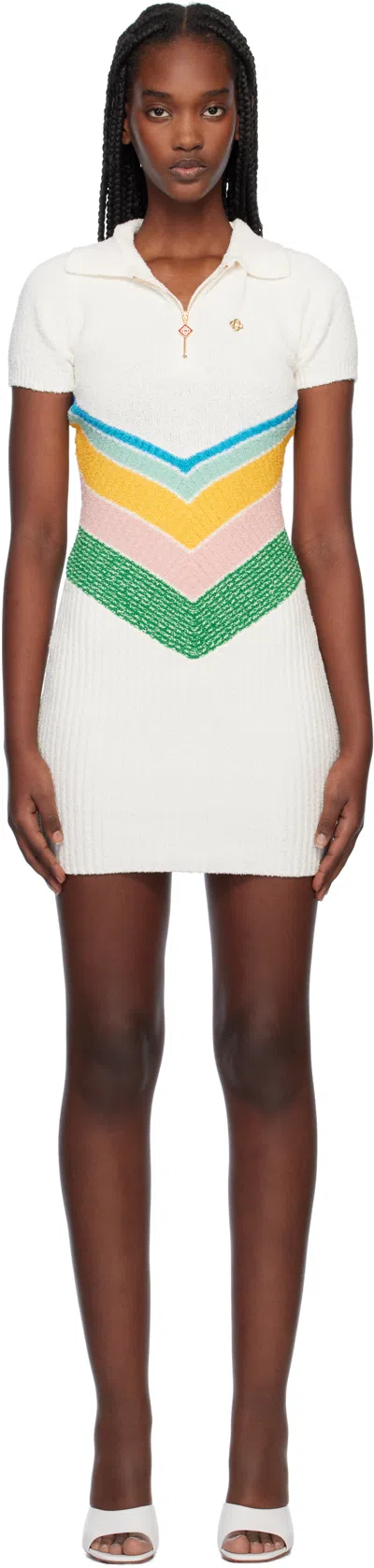 Casablanca Off-white Bouclé Chevron Minidress