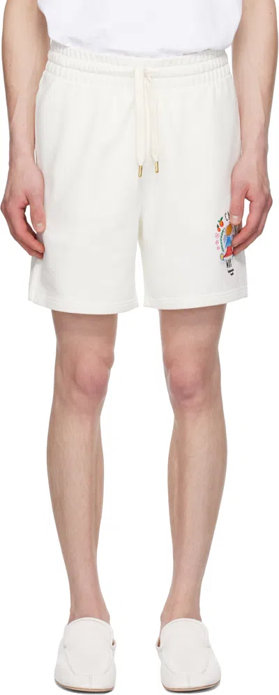 CASABLANCA OFF-WHITE 'CASA WAY' MOUNTAIN SWEAT SHORTS