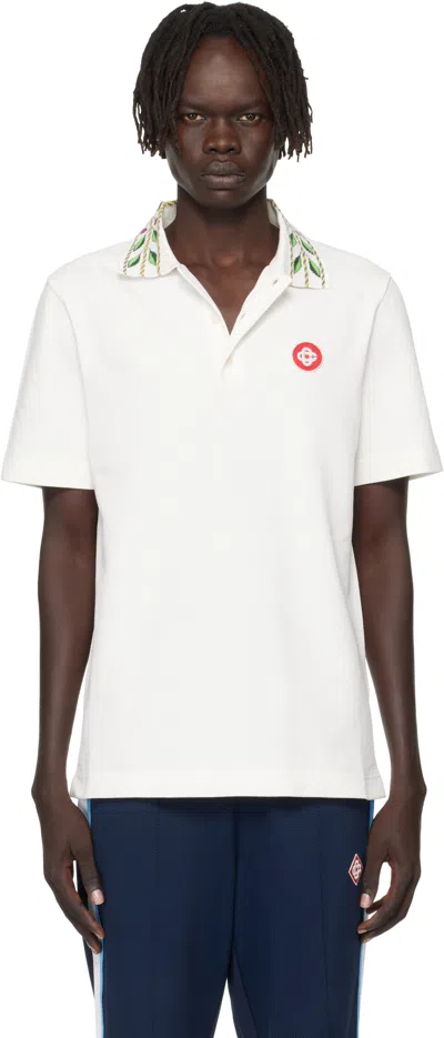 CASABLANCA OFF-WHITE CLASSIC LAUREL PIQUE POLO
