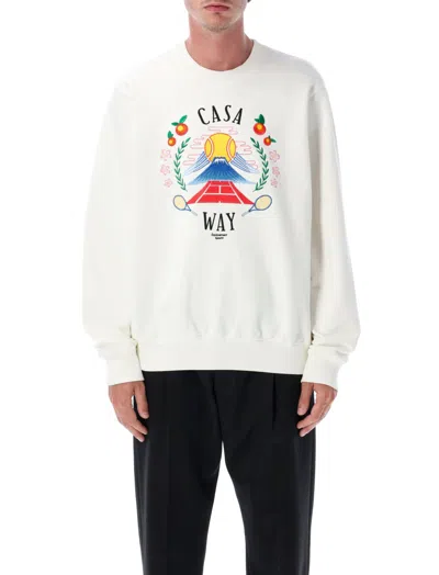 CASABLANCA MEN OFF WHITE CREWNECK SWEATSHIRT, XL LUXURY SWEATSHIRTS & HOODIES FOR MEN DARVEYS
