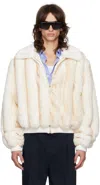 CASABLANCA OFF-WHITE FAUX-FUR BOMBER JACKET