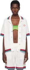 Casablanca Womens Sporty Faux Crochet Cotton-knit Shirt White In White