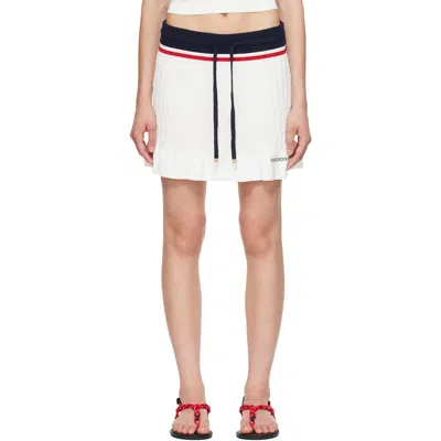 Casablanca Off-white & Navy Knit Tennis Miniskirt In Multi