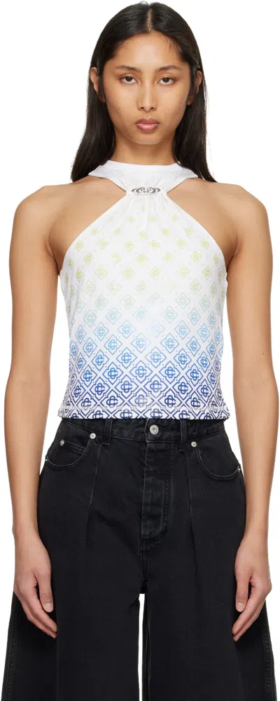 Casablanca Off-white Printed Draped Tank Top