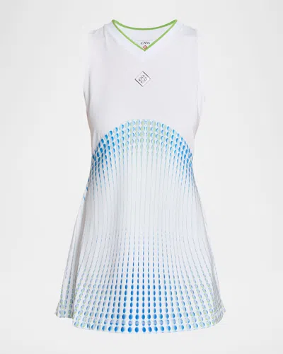 Casablanca Ombre Dot-print Tennis Mini Dress In White