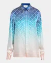 Casablanca Gradient Silk Shirt With Classic Collar In Blue Gradient