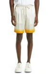 Casablanca Straight-leg Printed Silk-satin Drawstring Shorts In Panoramique