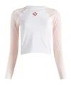 Casablanca Crewneck Logo Top With Long Raglan Sleeves In White
