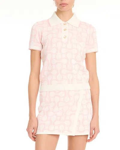 Casablanca Knit Polo Shirt Optical Drop Pattern In Pink