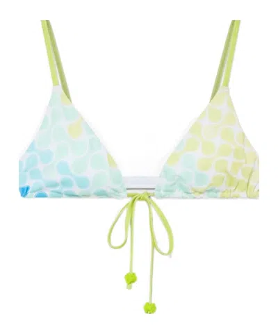 Casablanca Optic Drop String Beaded Bikini Top In White