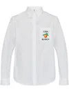 Casablanca White Shirt With Button-down Collar And Logo Embroidery On The Front In White
