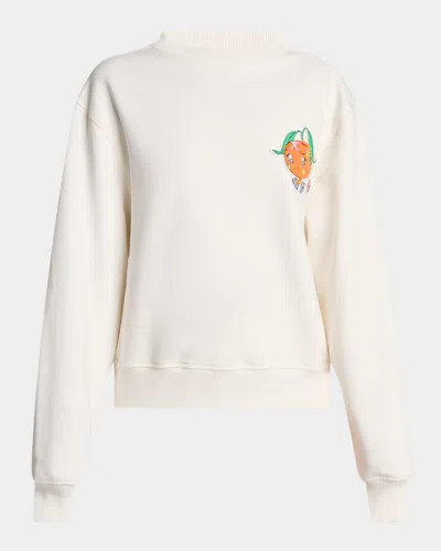 Casablanca Orange Mascot Crewneck Sweatshirt In White