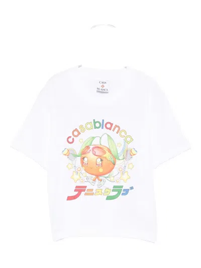 Casablanca Orange-print T-shirt In White