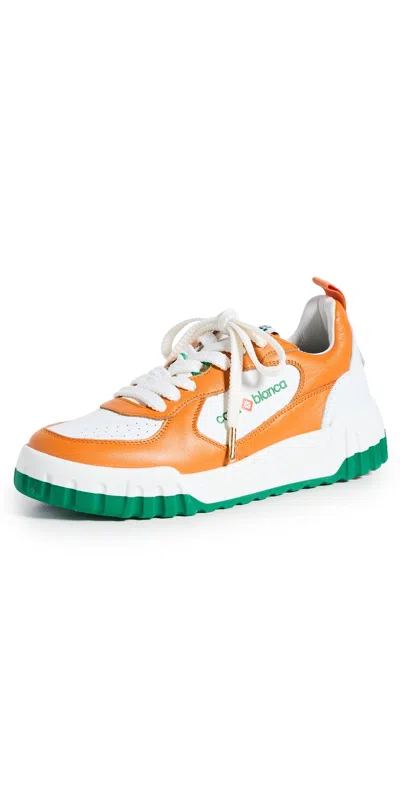 CASABLANCA ORANGE TENNIS COURT SNEAKERS ORANGE/WHITE