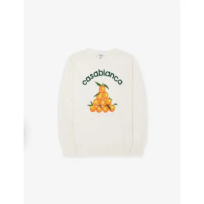 Casablanca Kids' Orange Orange-print Cotton Jumper 3-14 In White