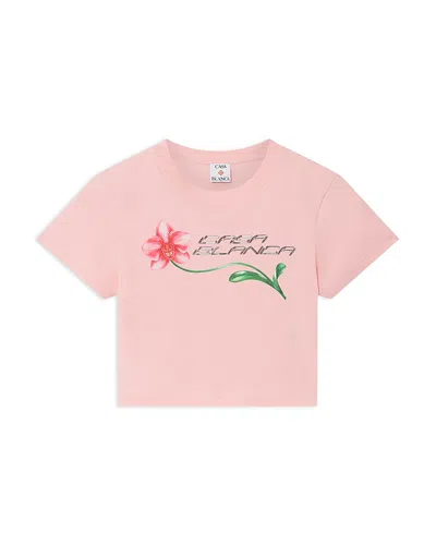 CASABLANCA ORCHID LOGO CROPPED BABY TEE