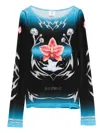 Casablanca Gradient Long-sleeve Top With Orchid Graphic In Animal Print