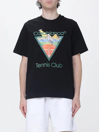 Casablanca Organic Cotton Crew Neck T-shirt With Logo Print In Black