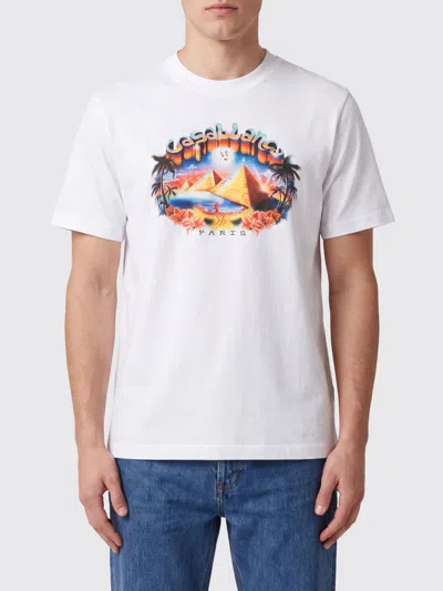 Casablanca Organic Cotton Crew Neck T-shirt With Logo Print In Multi