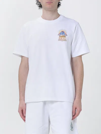 Casablanca Organic Cotton Crew Neck T-shirt With Logo Print In White