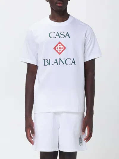 Casablanca Organic Cotton Crew Neck T-shirt With Logo Print In White